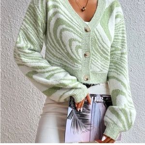 Zebra Striped Pattern Drop Shoulder Cardigan